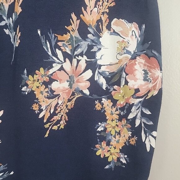 Isabel Maternity Navy Blue Dress With Flowers Size S - Picture 2 of 6